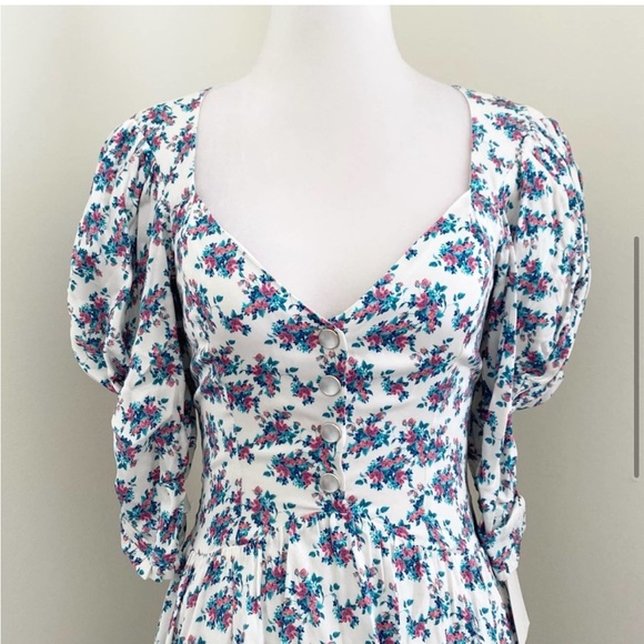 NWOT For Love and Lemons Taggart Mini Dress Puff Sleeve Open Back - Picture 5 of 14
